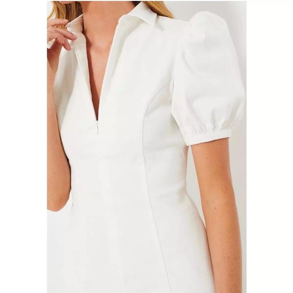 TUCKERNUCK Hyacinth House White Front Zip Denim Mini Dress - Picture 6 of 12